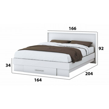 Set dormitor Beta, alb, dulap 150 cm, pat 160x200 cm, 2 noptiere, comoda - Img 8