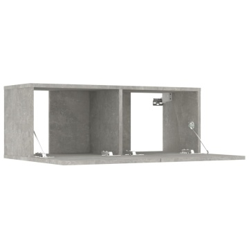 Set dulap TV, 5 piese, gri beton, lemn prelucrat - Img 7