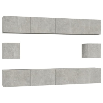 Set dulap TV, 6 piese, gri beton, lemn prelucrat - Img 2