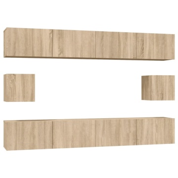 Set dulap TV, 6 piese, stejar sonoma, lemn prelucrat - Img 2