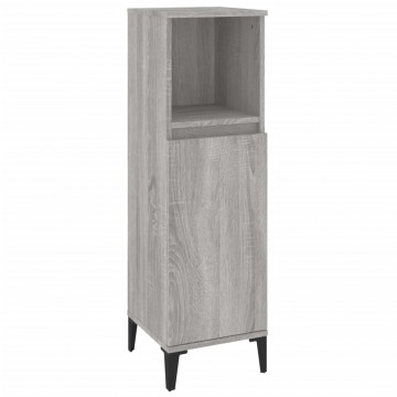 Set dulapuri de baie, 3 piese, gri sonoma, lemn prelucrat - Img 6