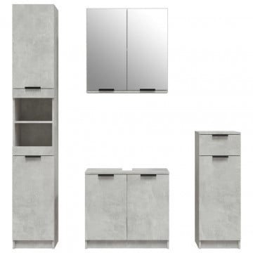 Set dulapuri de baie, 4 piese, gri beton, lemn prelucrat - Img 8