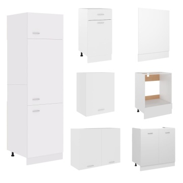 Set dulapuri de bucătărie, 7 piese, alb, lemn prelucrat - Img 4