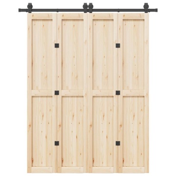 Set feronerie pentru ușă glisantă, negru, 183 cm, oțel - Img 1