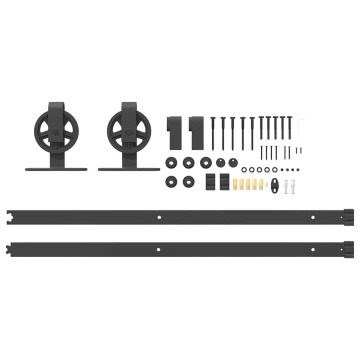 Set feronerie pentru ușă glisantă, negru, 183 cm, oțel - Img 8