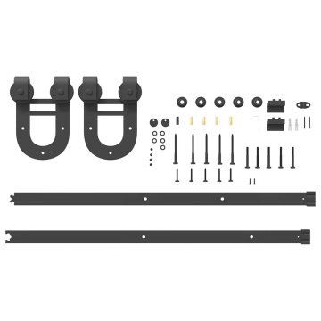 Set feronerie pentru ușă glisantă, negru, 183 cm, oțel - Img 8