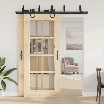 Set feronerie pentru ușă glisantă, negru, 183 cm, oțel - Img 3