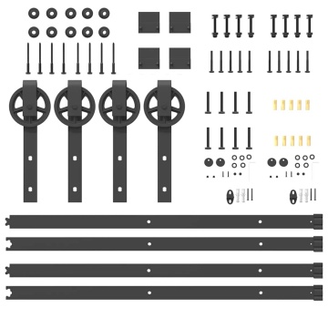 Set feronerie pentru ușă glisantă, negru, 183 cm, oțel - Img 5