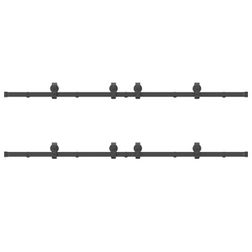 Set feronerie pentru ușă glisantă, negru, 183 cm, oțel - Img 5