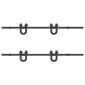 Set feronerie pentru ușă glisantă, negru, 183 cm, oțel - Img 8