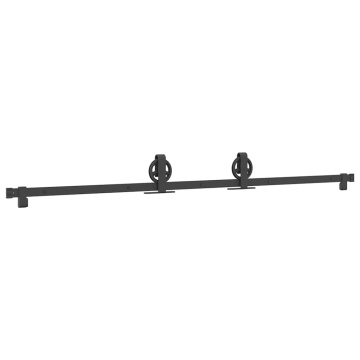Set feronerie pentru uși glisante, negru, 200 cm, oțel - Img 4