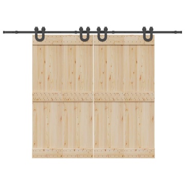 Set feronerie pentru uși glisante, negru, 200 cm, oțel - Img 1