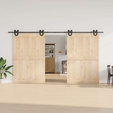 Set feronerie pentru uși glisante, negru, 200 cm, oțel - Img 3