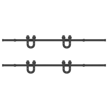 Set feronerie pentru uși glisante, negru, 200 cm, oțel - Img 6