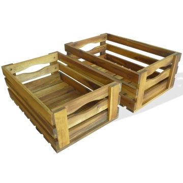 Set lăzi de mere 2 buc. Lemn masiv de salcâm - Img 1