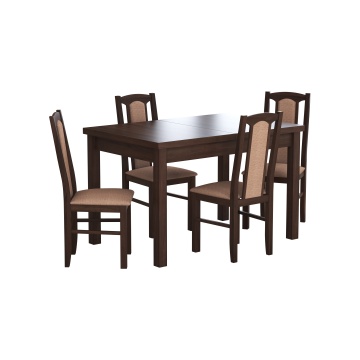 Set masa extensibila 120x150cm cu 4 scaune tapitate, mb-13 max5 si s-37 boss7 o15, nuc, lemn masiv de fag, stofa - Img 2