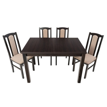 Set masa extensibila 120x150cm cu 4 scaune tapitate, mb-13 max5 si s-37 boss7 w30b, wenge, lemn masiv, stofa - Img 3