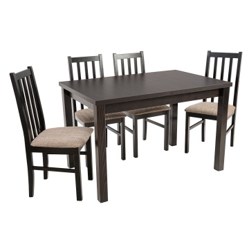 Set masa extensibila 120x150cm cu 4 scaune tapitate, mb-13 max5 si s-38 boss10 w2, wenge, lemn masiv, stofa - Img 1
