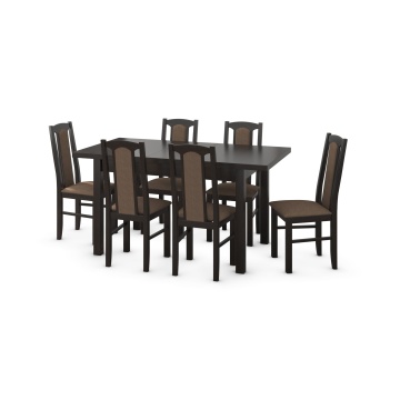 Set masa extensibila 120x150cm cu 6 scaune tapitate, mb-13 max5 si s-37 boss7 w15, wenge, lemn masiv, stofa - Img 2
