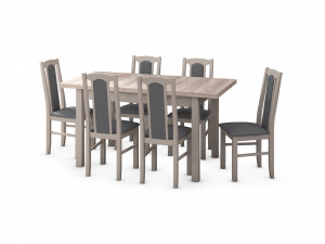 Set masa extensibila 120x150cm cu 6 scaune tapitate, mb-13 max5 si s-37 boss7 s11, sonoma, lemn masiv de fag, stofa - Img 2