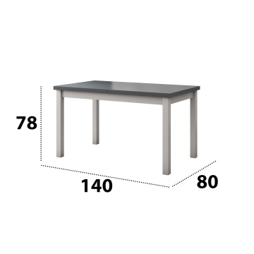 Set masa extensibila 140-180x80 cm cu 4 scaune tapitate, mb-21 modena1 si s-38 boss10 b11, alb/grafit, lemn masiv de fag, stofa - Img 3