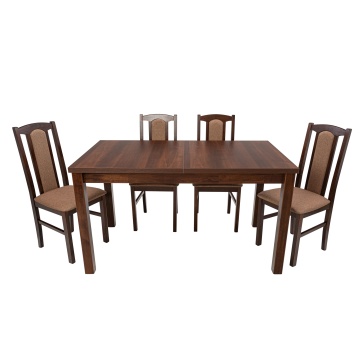 Set masa extensibila 140-180x80 cm cu 4 scaune tapitate, mb-21 modena1 si s-37 boss7 o15, nuc, lemn masiv de fag, stofa - Img 2