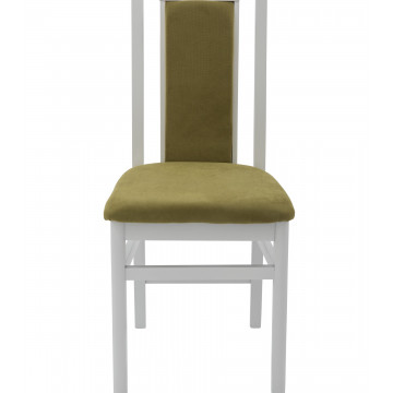 Set masa extensibila kan 100x135 cm, lemn masiv alb, blat din mdf cu 4 scaune tapitate zim standard, stofa petra verde - Img 7
