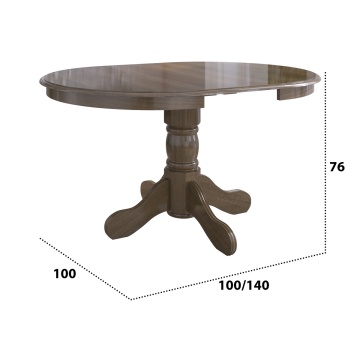 Set masa extensibila Kan 100x135 cm, lemn masiv, culoare nuc, blat din mdf cu 4 scaune tapitate S-37 Boss7 o15, stofa - Img 6