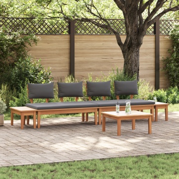 Set Masă Grădină 5 Piese Lemn Teak Solid, Set Bănci Grădină 2 Piese Lemn Teak Solid, Masa Grădină 60x60x30 cm Lemn Teak Solid - Img 1