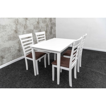 Set masa MBS-37 alb, cu 4 scaune tapitate maro - Img 2