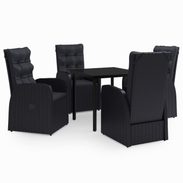 Set masă pentru grădină, 5 piese, cu perne, negru - Img 2