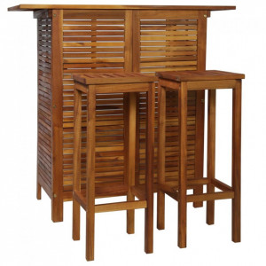 Set masă și scaune de bar, 3 buc., lemn masiv de salcâm - Img 1