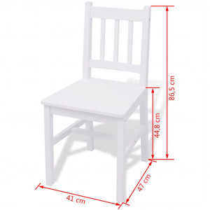 Set masă și scaune din lemn de pin, trei piese, alb - Img 6
