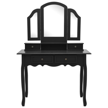 Set masă toaletă cu taburet negru 100x40x146 cm lemn paulownia - Img 3