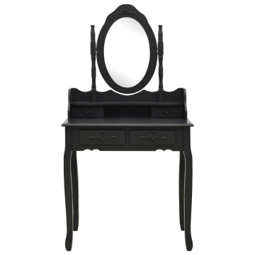 Set masă toaletă cu taburet negru 75x69x140 cm lemn paulownia - Img 3