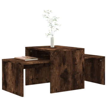 Set măsuță de cafea stejar fumuriu 100x48x40 cm lemn prelucrat - Img 3