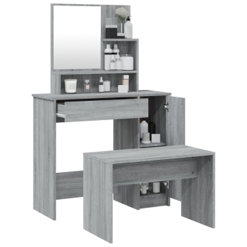 Set măsuță de toaletă, gri sonoma, 86,5x35x136 cm - Img 4