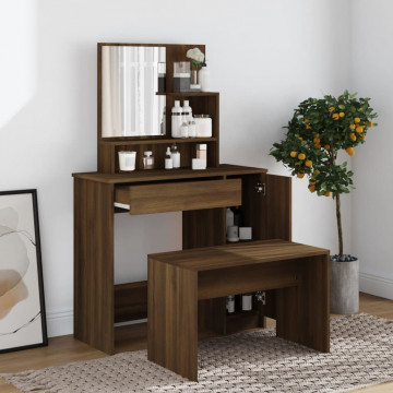 Set măsuță de toaletă, stejar maro, 86,5x35x136 cm - Img 1