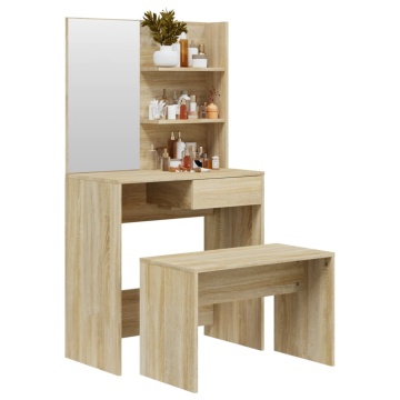 Set măsuță de toaletă, stejar sonoma, 74,5x40x141 cm - Img 3
