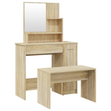 Set măsuță de toaletă, stejar sonoma, 86,5x35x136 cm - Img 2
