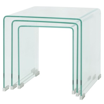 Set mese suprapuse, sticlă călită transparentă, trei piese - Img 3