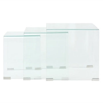 Set mese suprapuse, sticlă călită transparentă, trei piese - Img 5