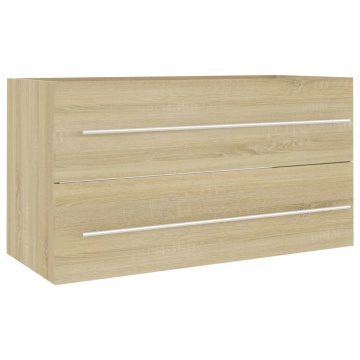 Set mobilier baie, 2 piese, stejar Sonoma, PAL - Img 6