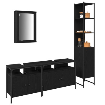 Set Mobilier Baie 4 Piese Stejar Negru Lemn Prelucrat - Img 3