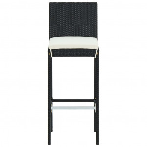 Set mobilier bar de exterior cu perne, 7 piese, negru poliratan - Img 3