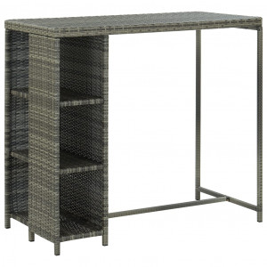 Set mobilier bar de grădină cu perne, 5 piese, gri, poliratan - Img 3