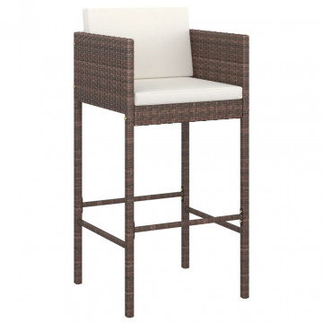 Set mobilier bar de grădină cu perne, 5 piese, maro, poliratan - Img 3