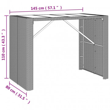Set mobilier bar de grădină cu perne, 5 piese, maro, poliratan - Img 7