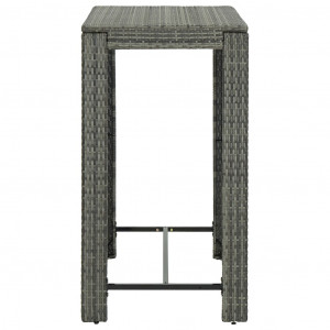 Set mobilier bar de grădină cu perne, 7 piese, gri, poliratan - Img 7