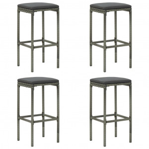 Set mobilier bar de grădină cu perne, 9 piese, gri, poliratan - Img 8